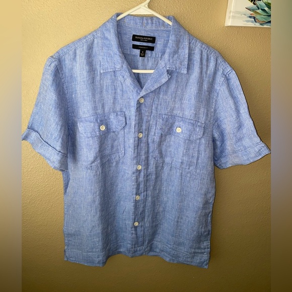 Banana Republic Expedition Short Sleeve Linen Shirt – Men’s Small - Picture 1 of 7